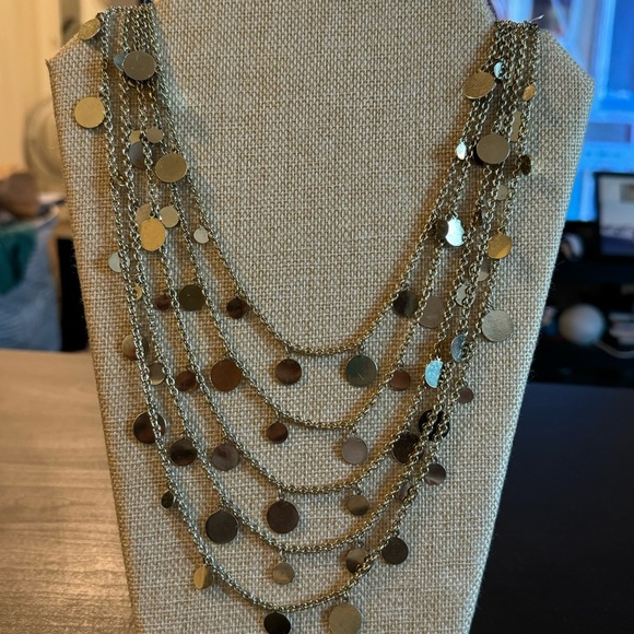 ⚜️3 for $30⚜️ Vintage Gold Tone Layered Coin Statement Necklace - Picture 3 of 6
